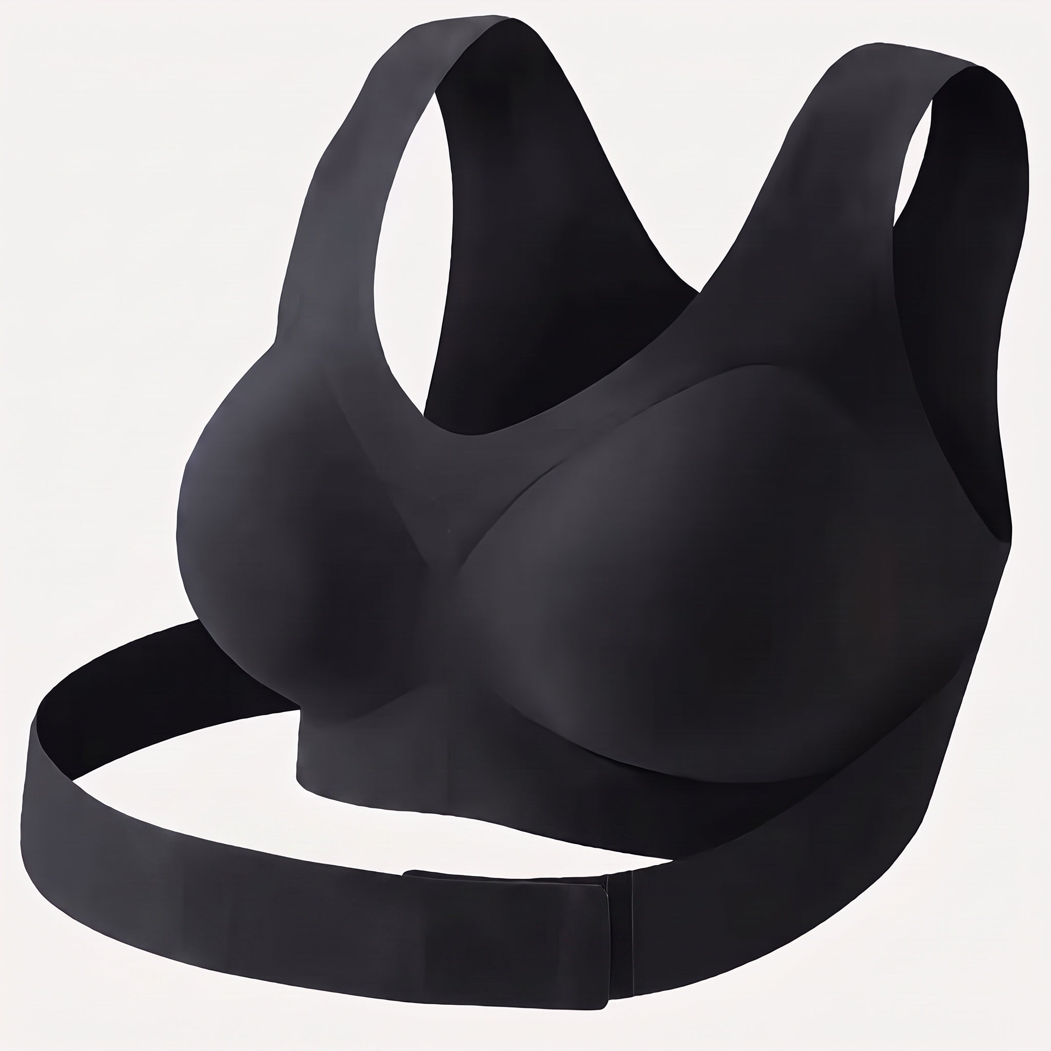 Black colourway of the adjustable wireless support bra